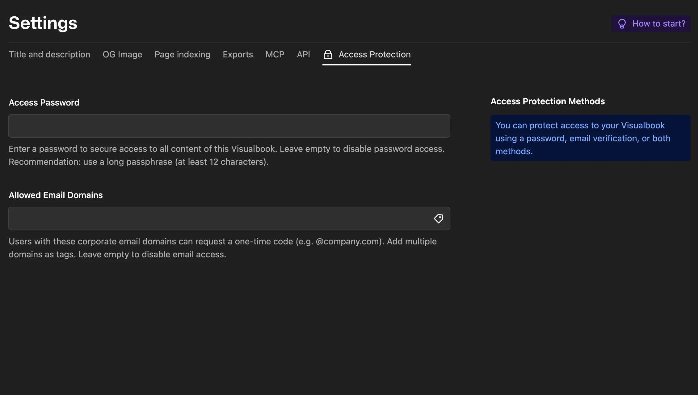 Settings → Access protection.