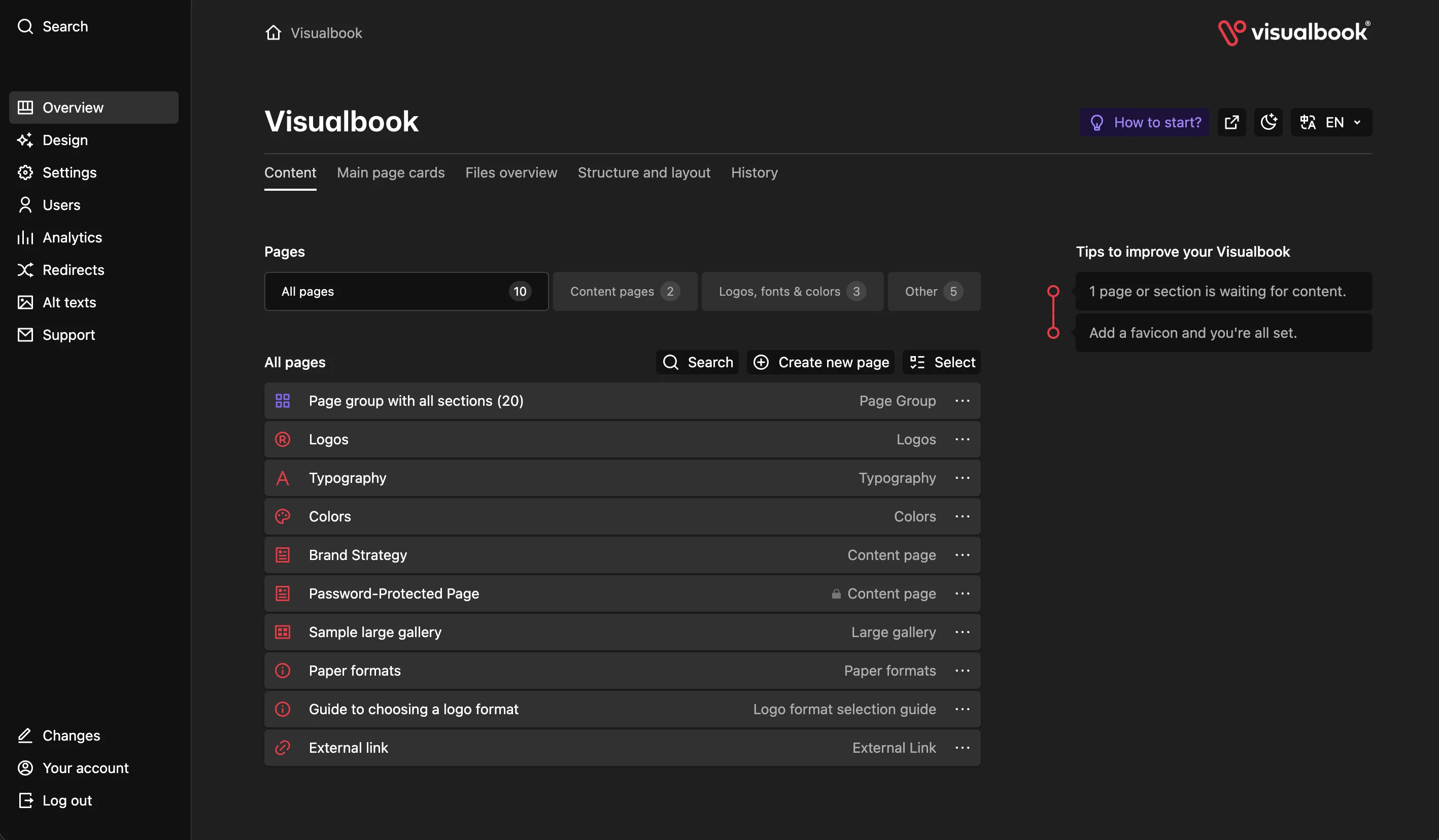 Visualbook admin panel – project overview