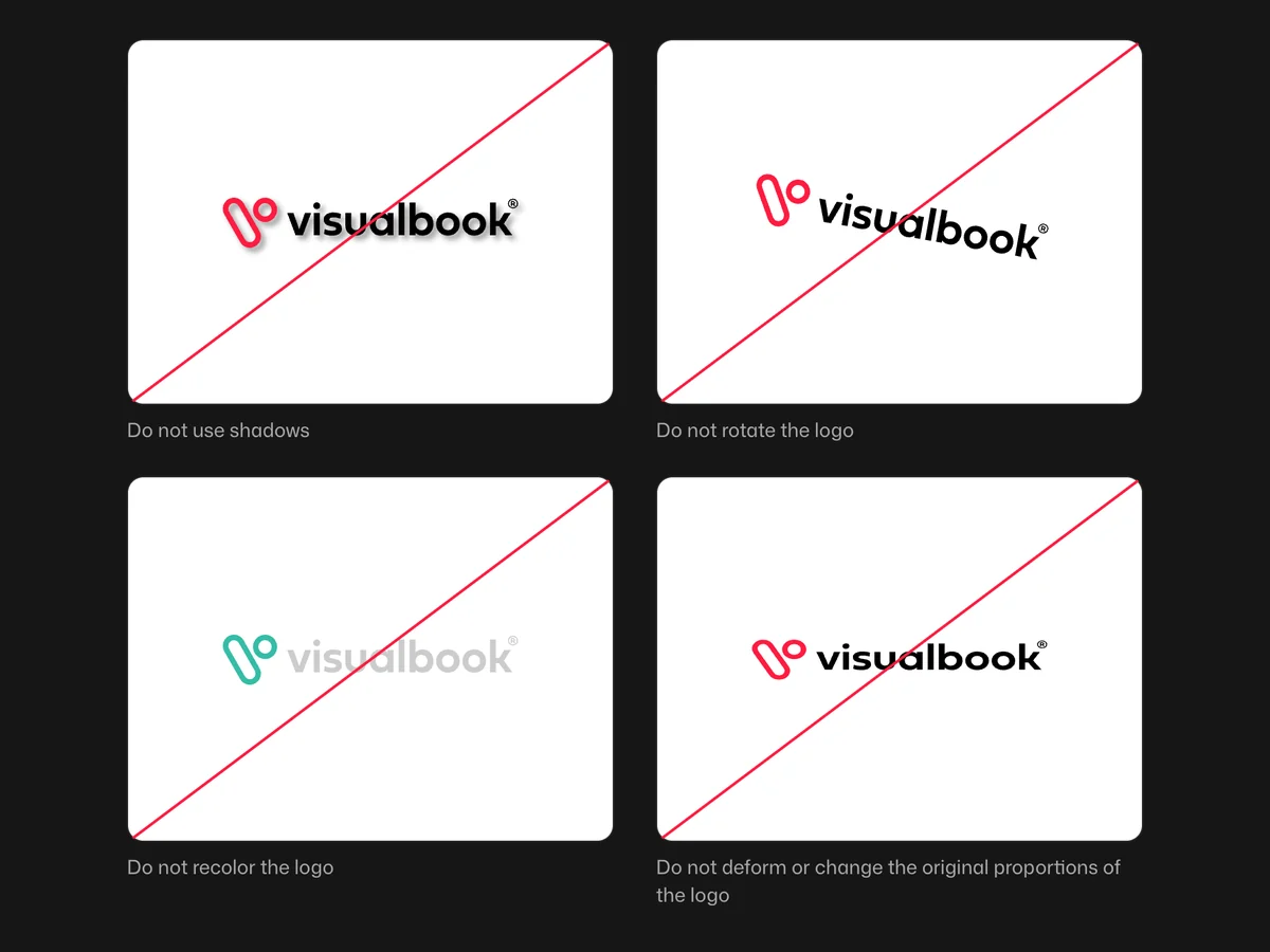 Things to avoid: crossed-out logo with a shadow, rotated, recolored and distorted