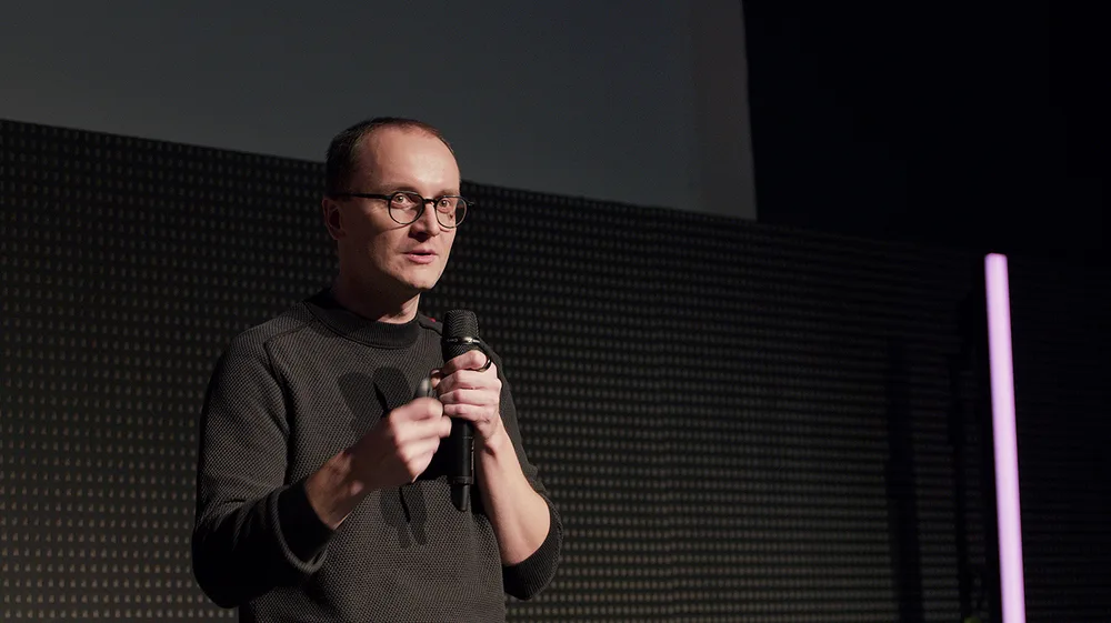 Jiří Chlebus speaking at the Brno Bold conference